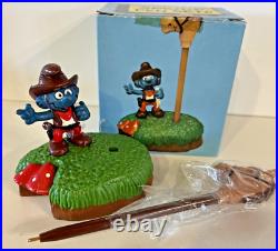 VTG Smurf Pen Desk Set Cowboy and Horse Vintage 1982 Schleich NEW Rare Open Box