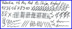 Valentine Pen 04 Pen Red Pin Stripe Firm 14k Medium Nib England! Rare