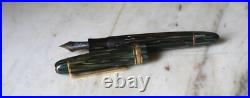 Very Rare Montblanc Masterpiece 146 G Green Striped 14K Gold Nib