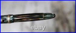 Very Rare Montblanc Masterpiece 146 G Green Striped 14K Gold Nib
