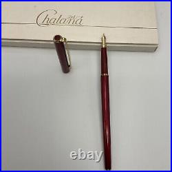 Very Rare SAILOR Chalana Red Set 14K F Nib Fountain Pen & Ballpoint Pen Japan