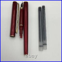 Very Rare SAILOR Chalana Red Set 14K F Nib Fountain Pen & Ballpoint Pen Japan