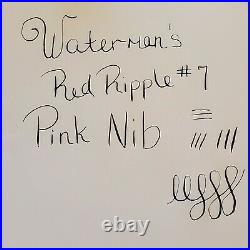 Very Rare Waterman's Red Ripple #7 Pink Nib