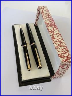 Vintage Conway Stewart 57 Pen & Pencil Set Boxed Rare Open 14ct Gold Nib