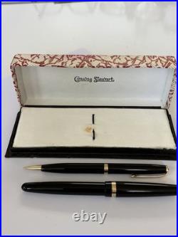 Vintage Conway Stewart 57 Pen & Pencil Set Boxed Rare Open 14ct Gold Nib