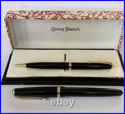 Vintage Conway Stewart 57 Pen & Pencil Set Boxed Rare Open 14ct Gold Nib
