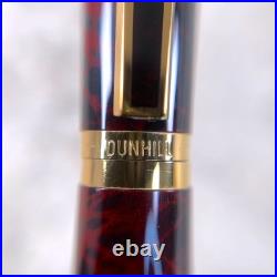 Vintage Dunhill Fountain Pen Gemline Rare Red Flame Lacquer 14K Gold Nib