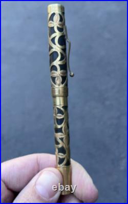 Vintage Edward Todd Gold Filled Overlay Fountain Pen with 3 NY Nib Art Deco Rare