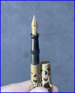 Vintage Edward Todd Gold Filled Overlay Fountain Pen with 3 NY Nib Art Deco Rare