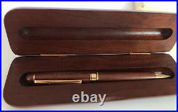 Vintage NEW Roberge Geneve Swiss Wood Ballpoint Pen & Case