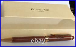 Vintage NEW Roberge Geneve Swiss Wood Ballpoint Pen & Case