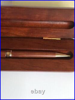 Vintage NEW Roberge Geneve Swiss Wood Ballpoint Pen & Case