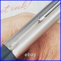 Vintage Parker 41 Fountain Pen Steel Fine Nib Grey New Pen Very Rare USA