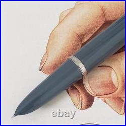 Vintage Parker 41 Fountain Pen Steel Fine Nib Grey New Pen Very Rare USA