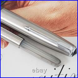 Vintage Parker 41 Fountain Pen Steel Fine Nib Grey New Pen Very Rare USA