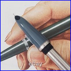 Vintage Parker 41 Fountain Pen Steel Fine Nib Grey New Pen Very Rare USA