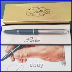 Vintage Parker 41 Fountain Pen Steel Fine Nib Grey New Pen Very Rare USA
