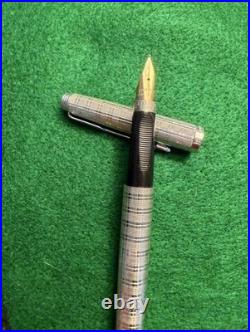 Vintage Parker 75 Ecossais Plaid Fountain Pen Solid 14K Gold Nib USA Rare
