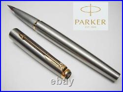 Vintage Parker Integrated Pen Tip Fountain Pen Silver Color With Box Rare