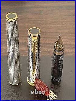 Vintage Parker Premier Sterling Silver Cisele Fountain Pen Rare X Fine Nib, NOS