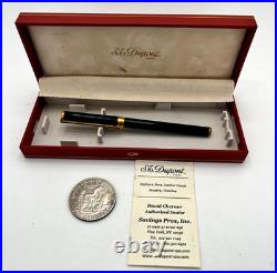 Vintage RARE ST Dupont Dark Blue Fountain Pen 18k Gold Nib with Original Box EXCEL