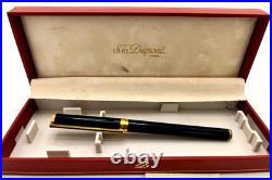 Vintage RARE ST Dupont Dark Blue Fountain Pen 18k Gold Nib with Original Box EXCEL