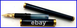 Vintage RARE ST Dupont Dark Blue Fountain Pen 18k Gold Nib with Original Box EXCEL