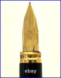 Vintage RARE ST Dupont Dark Blue Fountain Pen 18k Gold Nib with Original Box EXCEL