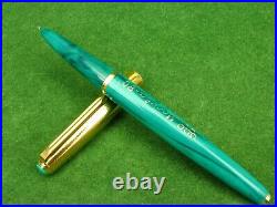 Vintage Rare 14K Gold Nib Green Marble Fountain Pen SET Soyuz USSR Olympics 80s