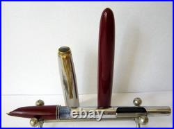 Vintage Rare Burgundy Used China Fountain Pen Hero 120 With 12k Gold Nib # 433