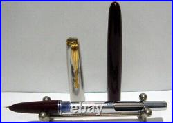 Vintage Rare Burgundy Used China Fountain Pen Hero 120 With 12k Gold Nib # 685