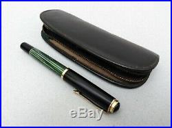 Vintage Rare PELIKAN 400 Green striped/Black Fountain Pen Gold Nib EF 14C 585