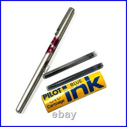 Vintage Rare Pilot Eve Thin Fountain Pen Orchid Aluminum Body EF nib Plated Gold