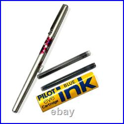 Vintage Rare Pilot Eve Thin Fountain Pen Orchid Aluminum Body EF nib Plated Gold