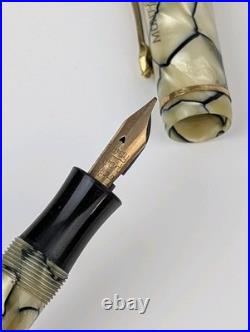 Vtg Montblanc 324 Marbled Black & Pearl Celluloid 14k Gold Nib 1930's RARE Vtg Montblanc 324 Marbled Black & Pearl Celluloid 14k Gold Nib 1930's RARE