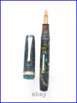 Vtg Rare Blue Celluloid Pilot Namiki Pocket Lever Fountain Pen 14k F Nib