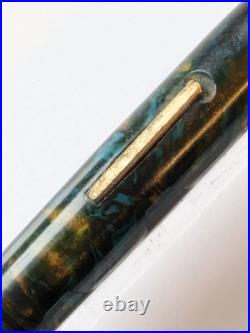 Vtg Rare Blue Celluloid Pilot Namiki Pocket Lever Fountain Pen 14k F Nib