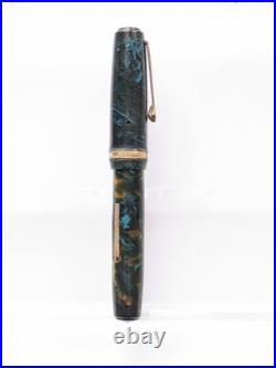 Vtg Rare Blue Celluloid Pilot Namiki Pocket Lever Fountain Pen 14k F Nib