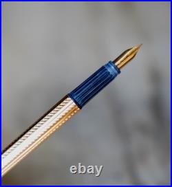 Waterman Fountain Pen Drop Pl. Gold Chevron Finish 18 Carat Gold Nib Rare