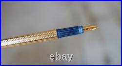 Waterman Fountain Pen Drop Pl. Gold Chevron Finish 18 Carat Gold Nib Rare