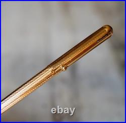 Waterman Fountain Pen Drop Pl. Gold Chevron Finish 18 Carat Gold Nib Rare