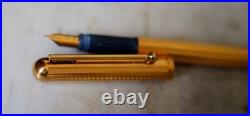 Waterman Fountain Pen Drop Pl. Gold Chevron Finish 18 Carat Gold Nib Rare