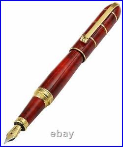 Xezo Rare Eternal Flame Fiery Red Fine Point Fountain Pen. 18K Gold. New