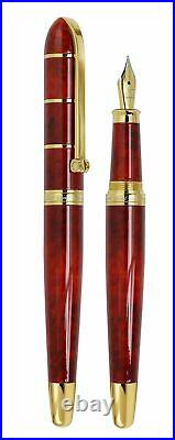 Xezo Rare Eternal Flame Fiery Red Fine Point Fountain Pen. 18K Gold. New