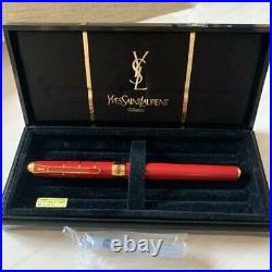 Yves Saint Laurent Genuine Fountain Pen(Red/Gold) withBox Vintage Super Rare F/S
